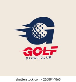 símbolo del club de golf plantilla de logotipo vectorial Diseño Ilustración con elemento de logotipo del árbol de bola g letra