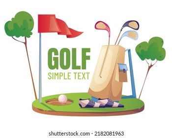 Golf club grass sport competition tournament event advertisement banner poster concept. Vector cartoon design element illustration