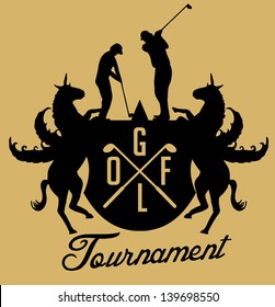 golf club and horse vector art