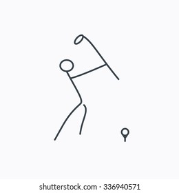 Golf club icon. Golfing sport sign. Professional equipment symbol. Linear outline icon on white background.