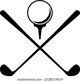 Golf club icon. Hockey sticks. Sport symbol. Golfing logo. Crossed Golf club