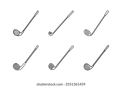 Icono de club de golf línea de diseño de contorno de Ilustración vectorial de arte