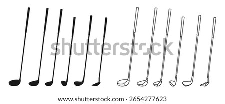 golf club icon set vector illustration isolated on white background.