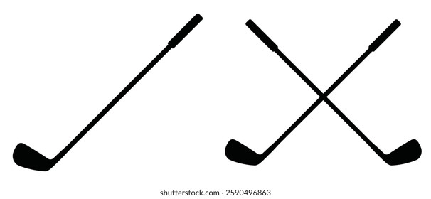 golf club icon. Stick golf icon vector design template. Pair of iron or wedge golf club flat vector icon for sports apps, websites. Crossed Stick Golf Badge Logo Graphic.