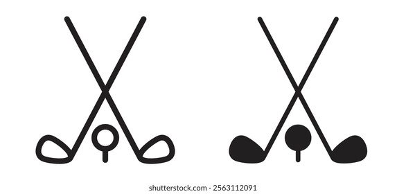 Golf club icons in black line and filled versions