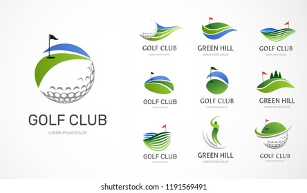 Golf club icons, symbols, elements and logo vector collection