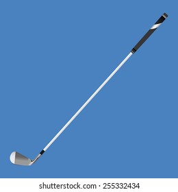 Golf club (iron) on blue background