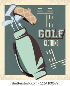 golf club label with caddy bag