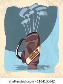 golf club label with caddy bag