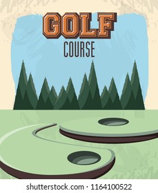 golf club label with course