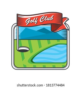 golf club label with shield and hole vector illustration design