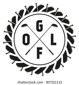 Golf club labels with sample text. Logo templates set in vintage hipster style. Vintage badges for golf championships, tournaments, and golf clubs . 