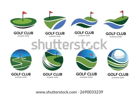 Golf Club Landscape Logo Vector Bundle