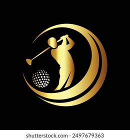 Golf club logo with golf ball and laurel wreath.