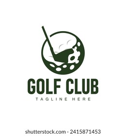 Golf club logo design and outdoor sport vector golf stick and ball template illustration