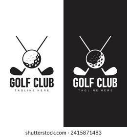 Golf club logo design and outdoor sport vector golf stick and ball template illustration