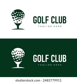 Golf club logo design and outdoor sport vector golf stick and ball template illustration