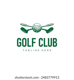 Golf club logo design and outdoor sport vector golf stick and ball template illustration