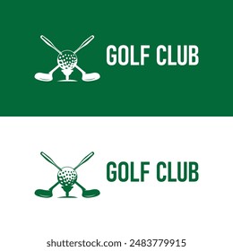 Golf club logo design and outdoor sport vector golf stick and ball template illustration