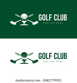 Golf club logo design and outdoor sport vector golf stick and ball template illustration