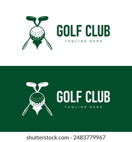 Golf club logo design and outdoor sport vector golf stick and ball template illustration