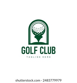 Golf club logo design and outdoor sport vector golf stick and ball template illustration