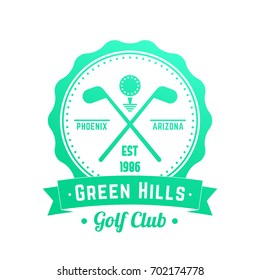 Golf club logo, emblem, badge with crossed golf clubs