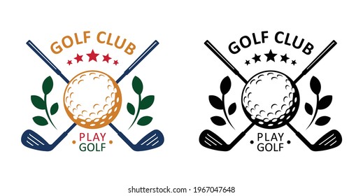 Golf club logo. Golfer sports equipment. flat style. isolated on white background