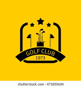 Golf club logos, labels and emblems. Colorful Design Background. Flat style