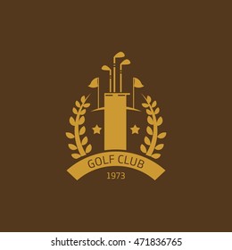 Golf club logos, labels and emblems. Colorful Design Background. Flat Style