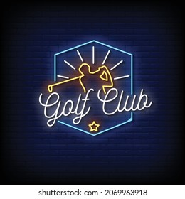 Golf Club Neon Signs Style Text Vector