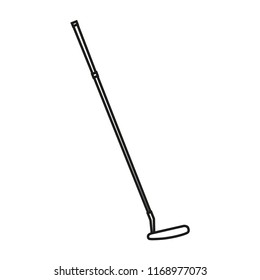 Golf Club Putter Silhouette Line Icon Isolated On White Background. Outline Thin Hobby Recreation Game Vector.