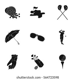 Golf club set icons in black style. Big collection of golf club vector symbol stock illustration