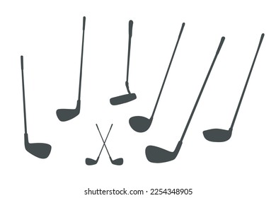 Golf club silhouettes, Golf club vector