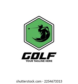 Golf club sport icons and badges. Vector symbol of golf player, equipment and game items, modern professional golf template logo design for golf club