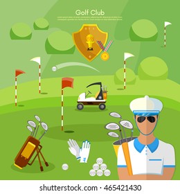 Golf club sports golfing elements vector illustration 