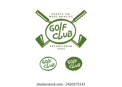 golf club with golf stick badge logo vector collection for golfer, golf sport and champion