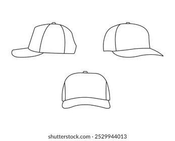 Símbolo de club de golf Ilustración vectorial. Icono de boceto de sombrero de béisbol para Web, móvil e infografía. Icono de sombrero de béisbol dibujado a mano. Moderno Vector lineal moderno de la tapa en el fondo blanco. EPS 10.