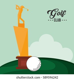 golf club trophy and ball
