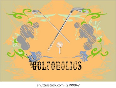 Golf Club vector with floral frame