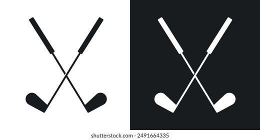 Icono del Vector del club de golf fijado en estilo sólido.