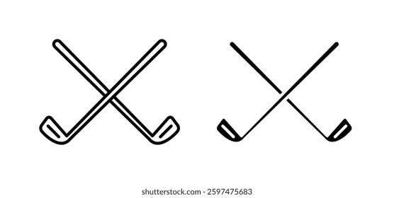 Golf club vector icon set black filled and outlined style.