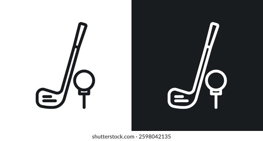 Golf club vector icon set in black and white color.