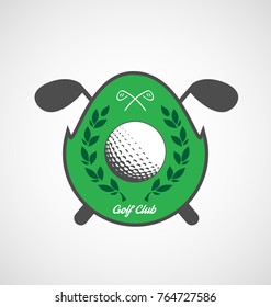 Golf club vector illustration with golf ball and laurel 