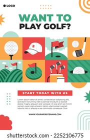 Diseño de la Ilustración del Vector del Club de Golf.