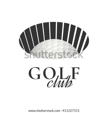Golf club vector logo, emblem, icon, sign template. Graphic illustration, design element of golf ball in the hole