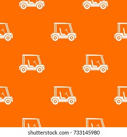 Golf club vehicle pattern repeat seamless in orange color for any design. Vector geometric illustration
