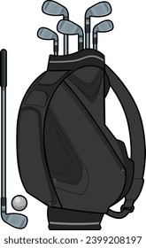 Golf clubs bag and ball vector illustration isolated