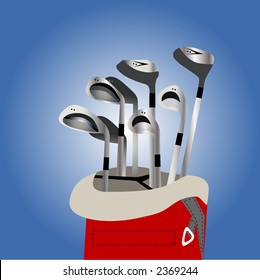 golf clubs in bag illustration