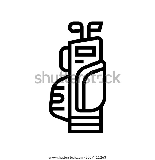 golf clubs bag line icon\
vector. golf clubs bag sign. isolated contour symbol black\
illustration